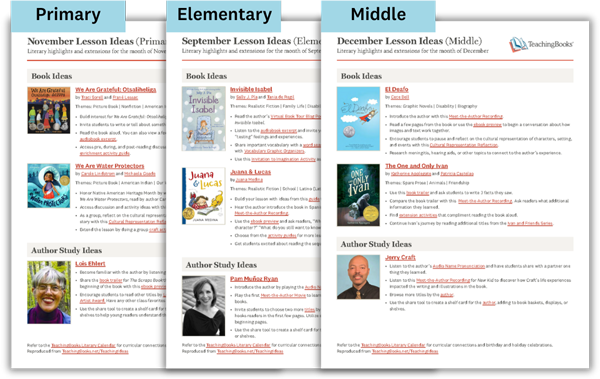 Monthly Lesson Ideas samples